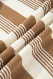 Khaki Stripe Zip Collar Patchwork Vintage Fashion Sweatshirt