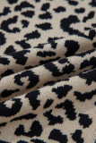 Black Leopard Drop Shoulder Chunky Knitted Cardigan Sweater