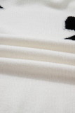 White Lace-up Bow Pattern Sweater Cardigan