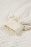Beige Pineapple Textured Half Button Collared Sweatshirt