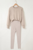 Jet Stream Solid Color Oversize Slit Sweatshirt Ribbed Leggings 2pcs Set