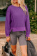 Orchid Mist Solid Color Raw Seam Patchwork Ribbed Drop Shoulder Sweatshirt