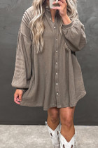 Simply Taupe Waffle Knit Shirt Tunic Dress
