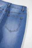 Sail Blue Raw Hem Unique Cuffs Straight High Rise Loose Jeans