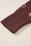 Brown Cowgirl Fashion Print Casual Sweater