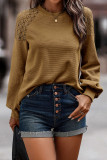 Chestnut Lace Long Sleeve Textured Pullover