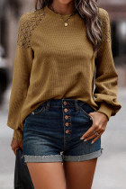 Chestnut Lace Long Sleeve Textured Pullover