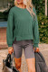 Evergreen Solid Color Raw Seam Patchwork Ribbed Drop Shoulder Sweatshirt