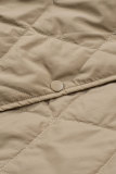 Khaki Quilted Snap Button Hooded Puffer Coat