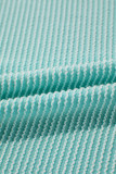 Light Blue Oversized Twist Ribbed Collared Henley Top with Roll up Sleeve