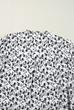 Black Printed Lace Detail Floral Puff Sleeve Fall Shirt