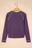 Tillandsia Purple Textured Round Neck Long Sleeve Top