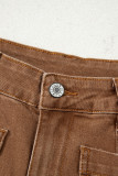 Brown Mimimalist Patch Pocket Womens Shift Jeans
