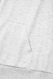 Light Grey Camouflage Patchwork Asymmetric Sleeve Plus Size Hoodie