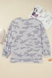 Multicolour Camouflage Print  Round Neck Plus Size Sweatshirt