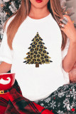 White Leopard Plush Christmas Tree Patched Graphic Tee