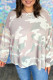 Green Plus Size Camouflage Print Drop Shoulder Loose Pullover Top