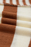 Brown Stripe Drop Shoulder Sleeve Patchwork Baggy Sweater