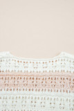 Pink Hollow-out Colorblock Drop Shoulder Casual Sweater