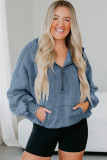 Ashleigh Blue Half Zip Kangaroo Pocket Mineral Wash Baggy Hoodie