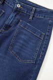 Sail Blue Mimimalist Patch Pocket Womens Shift Jeans