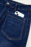 Sail Blue Mimimalist Patch Pocket Womens Shift Jeans