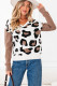 Jet Stream Leopard Print Color Block Patchwork Sleeve V Neck Sweater