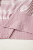 Purple Stripe Thumbhole Side Slits Drop Shoulder Loose Fit Hoodie
