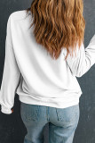 White Merry Christmas Fashion Print Cotton Blend Sweatshirt