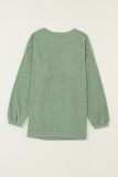 Grass Green Glitter Christmas Tree Patched Pattern Corded Baggy Sweatshirt
