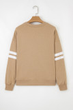 Light French Beige Varsity Striped Detail Drop Shoulder Oversized Sweatshirt