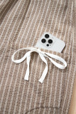 Brown Stripe Drawstring Cargo Jogger Pants with Pockets