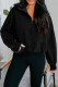 Black Half Zip Kangaroo Pocket Mineral Wash Baggy Hoodie