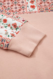 Delicacy Mix Floral Patchwork Side Slit Drawstring Hoodie