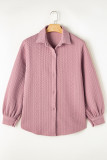 Sepia Rose Cable Texture Puff Sleeve Loose Shacket