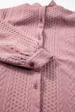 Sepia Rose Cable Texture Puff Sleeve Loose Shacket