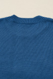 Dusk Blue Howdy Embroidered Graphic Western Sweater