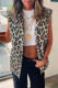 Brown Leopard Open Front Jacket Vest