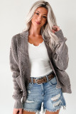Dark Brown Mineral Wash Exposed Seam Patchwork Knit Open Sweater Cardigan
