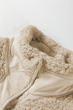 Beige Faux Fur Snap Button Front Knot Side Plush Vest with Pockets