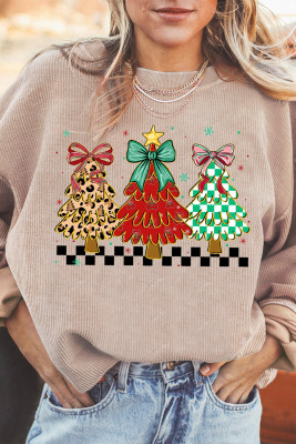 Apricot Christmas Tree Holiday Corded Tunic Sweatshirt