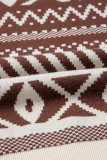 Brown Abstract Print Pullover Sweater