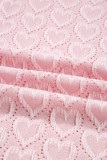 Gossamer Pink Heart Jacquard Flare Sleeve Mock Neck Fitted Top