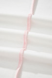 White Exposed Seam Rainbow Stripe Color Block V Neck Loose Long Sleeve Top