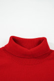 Fiery Red Merry Snowflake Pattern Christmas Turtleneck Sweater