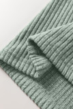 Clearly Aqua Ribbed Texture Drop Shoulder Henley Knit Top