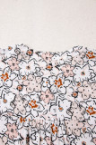 Khaki Bold Floral Print Frilled Puff Sleeve Button Down Shirt