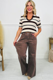 Dark Brown Retro Washed Patch Pocket Loose Jeans