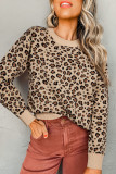 Khaki Leopard Print Dolman Sleeve Sweater