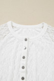 White Sheer Lace Long Sleeve Slim Henley Top